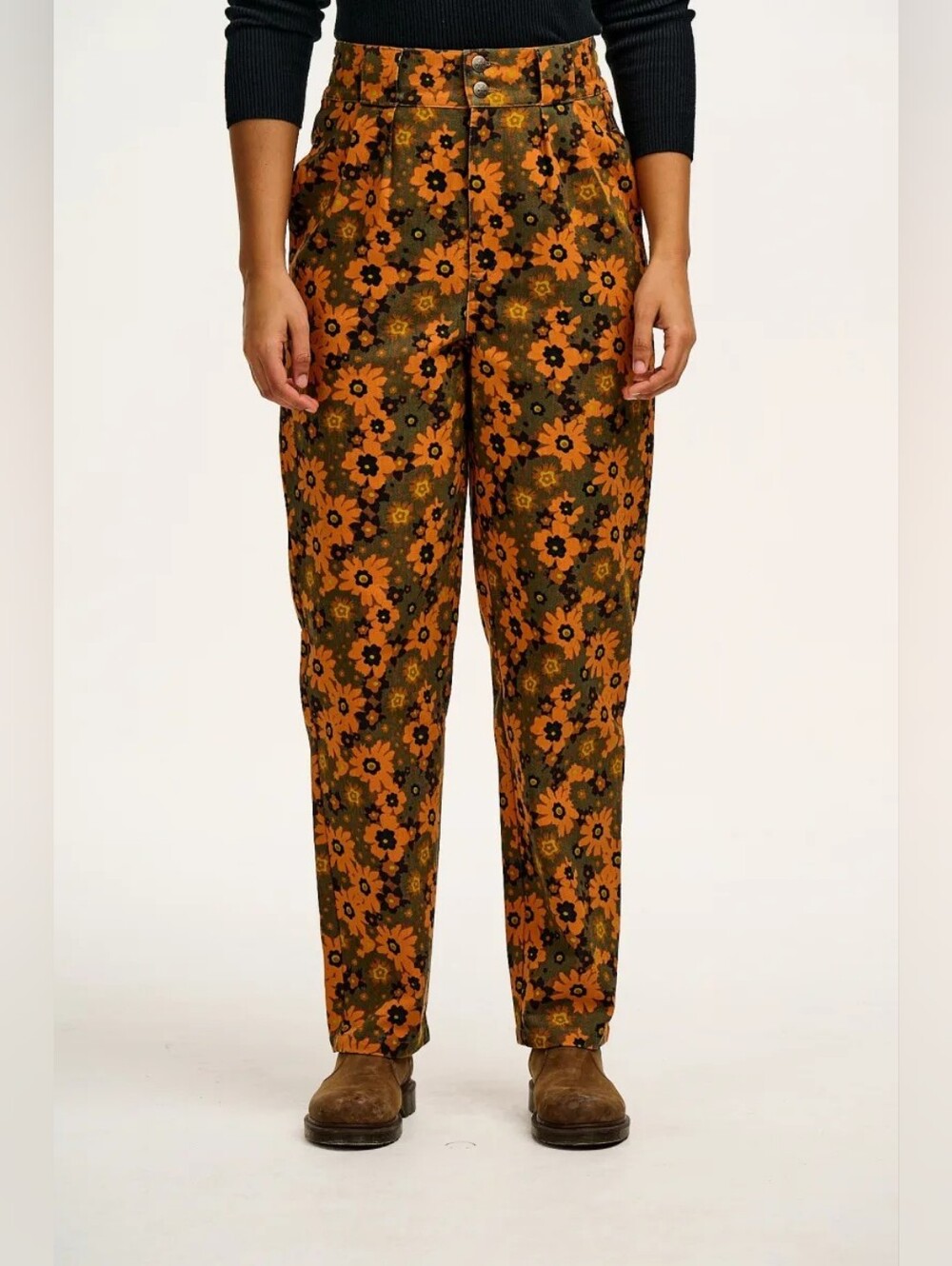 Lucy & Yak Addison Trousers In Orange Fleurs